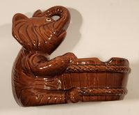 Vintage Elephant and Barrel Brown Ceramic Ashtray