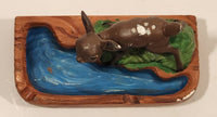 Vintage Hand Painted Deer Next to Water and Bush Ceramic Ashtray Made in Japan