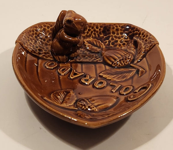 Vintage Colorado Squirrel Brown Ceramic Ashtray Nut Dish