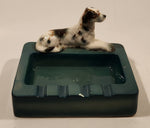 Vintage Spaniel Dog on Green Ceramic Ashtray