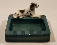 Vintage Spaniel Dog on Green Ceramic Ashtray