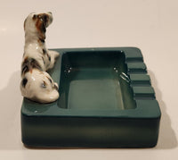 Vintage Spaniel Dog on Green Ceramic Ashtray