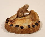 Vintage 1940s Canadian Beaver Light Brown Ceramic Ashtray Nut Dish