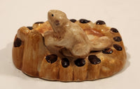 Vintage 1940s Canadian Beaver Light Brown Ceramic Ashtray Nut Dish