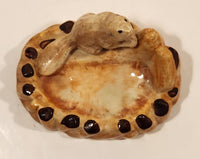 Vintage 1940s Canadian Beaver Light Brown Ceramic Ashtray Nut Dish