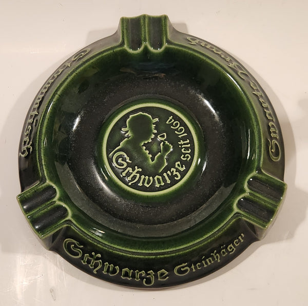 Vintage Friedrich Schwarze Seit 1664 Steinlager Swarte Brand Beer Green Ceramic Ashtray