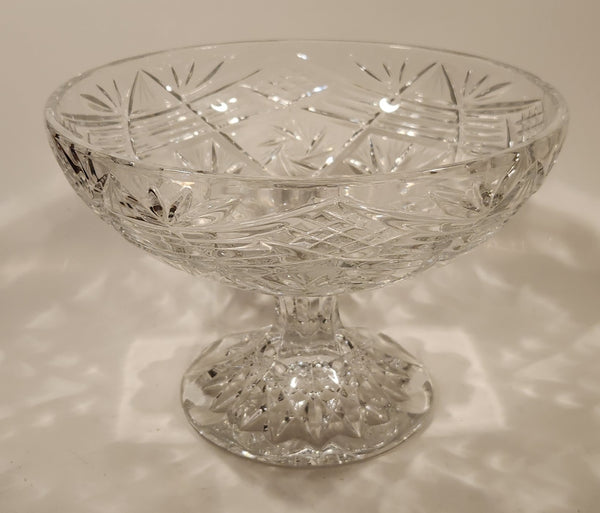 Vintager Bohemian Czech Kusak 5 7/8" Tall Heavy Crystal Glass Pedestal Bowl Dish