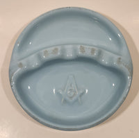 Vintage Masonic Free Masons Light Blue Heavy Pottery Ashtray