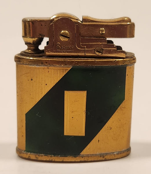 Vintage Sarome Super Lighter Type 1954 Gold and Green Lighter Made in Japan