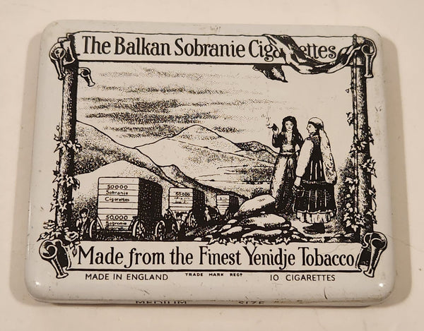 Vintage The Balkan Sobranie Cigarettes Made From the Fineste Yenidje Tobacco Hinged Tin Metal Container Made in England