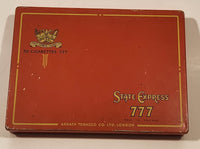 Vintage Ardath Tobacco CO. Ltd. London State Express 777 Cigarettes Red Hinged Tin Metal Container Made in England