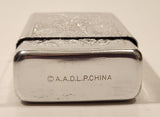 1990s A.A.D.L.P. Engraved Tin Silver Look Metal Cigarette Case Made in China