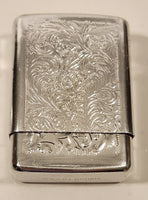 1990s A.A.D.L.P. Engraved Tin Silver Look Metal Cigarette Case Made in China