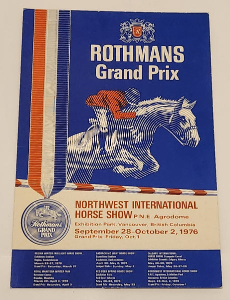 Rare Vintage 1976 Rothmans Grand Prix Northwest International Horse Show P.N.E. Agrodome Exhibition Park Vancouver British Columbia Cardboard Store Advertising Sign