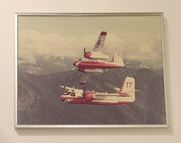 F-ZBEZ T8 and F-ZBEY 7 Grumman / Conair S-2 Firecat Water Bombers Red And White Forest Firefighting Airplanes in Flight Framed Photograph