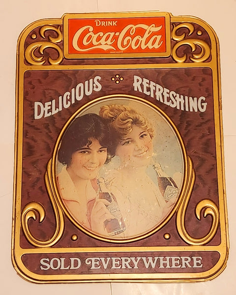 Vintage Drink Coca Cola Delicious Refreshing Sold Everywhere 2 1/2" x 28 3/4" Plastic Sign with Cardboard Backing