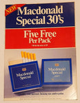 Rare Vintage MacDonald Special Five Free Per Pack Double Sided Cardboard Store Advertising Sign