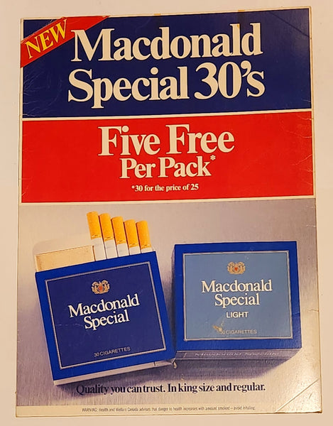 Rare Vintage MacDonald Special Five Free Per Pack Double Sided Cardboard Store Advertising Sign