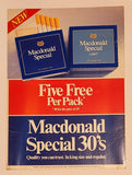 Rare Vintage MacDonald Special Five Free Per Pack Double Sided Cardboard Store Advertising Sign