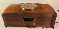 Antique New Haven Art Deco Curved Wood Cased Electric Chime Mantle Clock Made in U.S.A.