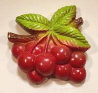 Vintage 1950s Bunch of Red Cherries Fruit Chalkware Wall Decor