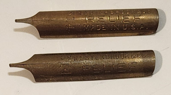 Vintage R. Esterbrook Co Model 314 Ink Dip Pen Brass Nib Tips Set of 2 Made in U.S.A.