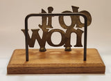 Vintage "Do It Now" Solid Brass and Oak Wood Desktop Office Bill Letter Folder Holder