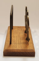 Vintage "Do It Now" Solid Brass and Oak Wood Desktop Office Bill Letter Folder Holder