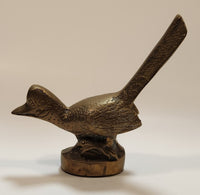 Vintage Roadrunner Bird with Tail Up 6" Brass Metal Figurine