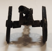 Vintage Cast Iron Metal 4 1/2" Long Toy Artillery Cannon with Rolling Wheels