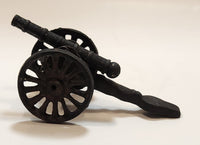 Vintage Cast Iron Metal 4 1/2" Long Toy Artillery Cannon with Rolling Wheels