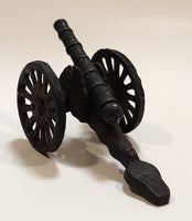 Vintage Cast Iron Metal 4 1/2" Long Toy Artillery Cannon with Rolling Wheels
