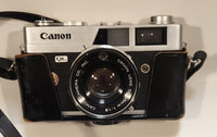Vintage Canon Canonet QL19 45mm Rangefinder Film Camera with Leather Holder and Grey Diamond Pouch