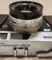 Vintage Canon Canonet QL19 45mm Rangefinder Film Camera with Leather Holder and Grey Diamond Pouch
