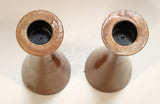 Teak Turned Wood 7" Tall Candle Holder Stands Set of 2