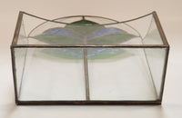 Vintage Art Deco Blue and Green 10 1/4" Tall Leaded Stained Glass Mail Holder Letter Box