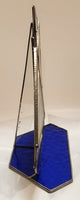 Vintage Beautiful Cobalt Blue and Clear Iridescent 9" Leaded Stained Glass Ship Sail Boat Sculpture