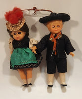Vintage Celluloid German Boy and Girl with Sleepy Eyes 3 1/2" Tall Toy Dolls