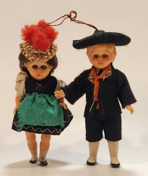 Vintage Celluloid German Boy and Girl with Sleepy Eyes 3 1/2" Tall Toy Dolls