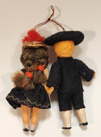 Vintage Celluloid German Boy and Girl with Sleepy Eyes 3 1/2" Tall Toy Dolls