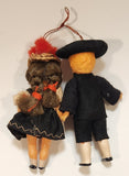 Vintage Celluloid German Boy and Girl with Sleepy Eyes 3 1/2" Tall Toy Dolls