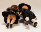 Vintage Celluloid German Boy and Girl with Sleepy Eyes 3 1/2" Tall Toy Dolls