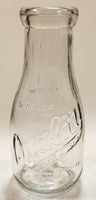Vintage Blue Ribbon Quality Products Weaver Milk 7 1/4" Tall Embossed Clear Glass Bottle