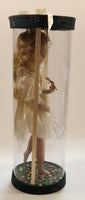 Girl Holding Butterfly in Green Grass Flower Meadow 10" Tall Porcelain Doll In Plastic Tube Display Case