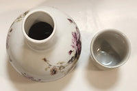 Vintage 1898 China Company Pink Rose Flowers Bedside Porcelain Water Carafe Water Jug with Cup Lid