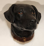 Vintage Bossons Black Lab Labrador Dog Chalkware 3D Face Head Wall Decor England