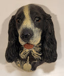 Vintage Bossons Black Cocker Spaniel Dog Chalkware 3D Face Head Wall Decor England