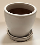 Heavy Clay 4 3/8" Tall Flower Pot with Saucer Base