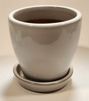 Heavy Clay 4 3/8" Tall Flower Pot with Saucer Base
