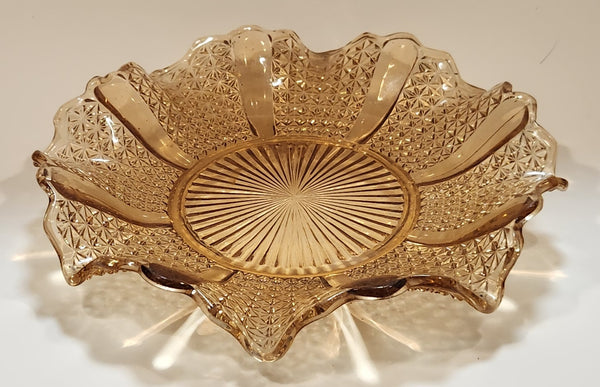 Vintage Sowerby 2266 Chunky Ruffled Edge Peach Marigold Carnival Glass Plate